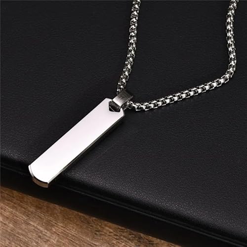 Silver Locket Black Pendant Necklace Chain-01