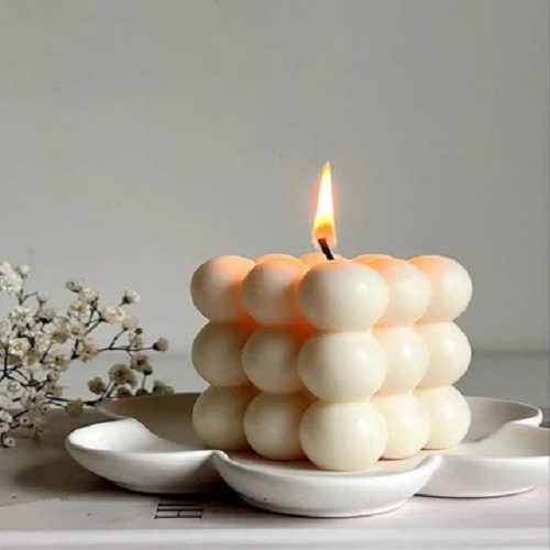 Bubble Cube Candle-White