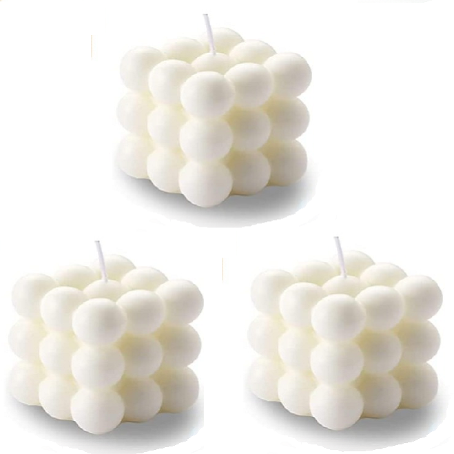 Bubble Cube Candle-White