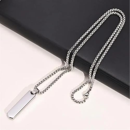 Silver Locket Black Pendant Necklace Chain-01