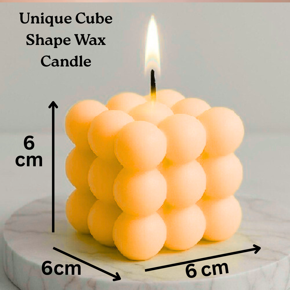 Bubble Cube Candle-Peach