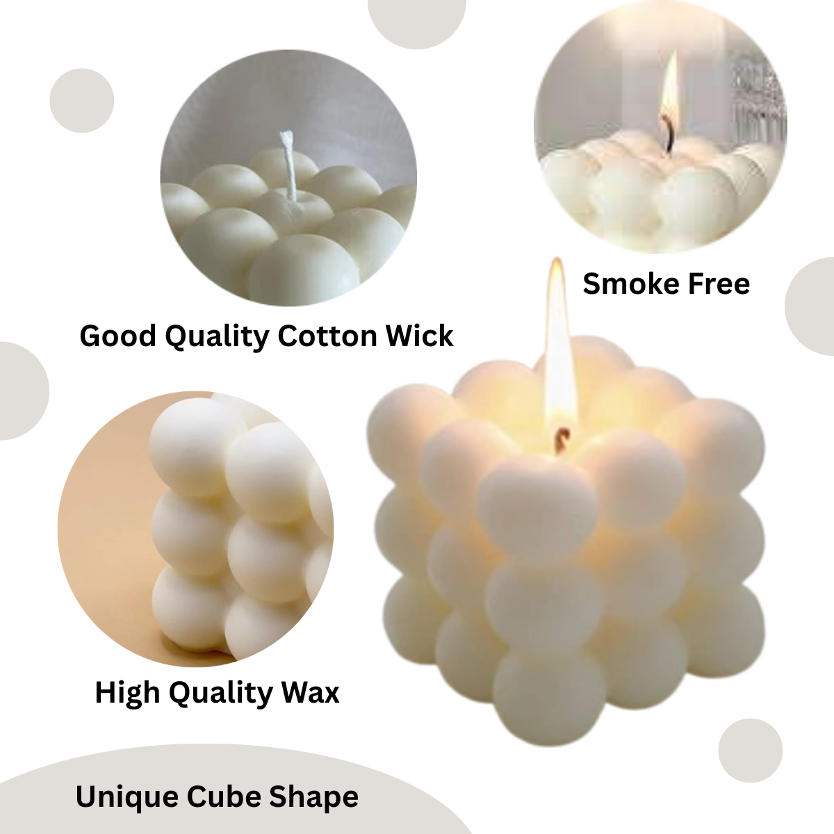Bubble Cube Candle-White