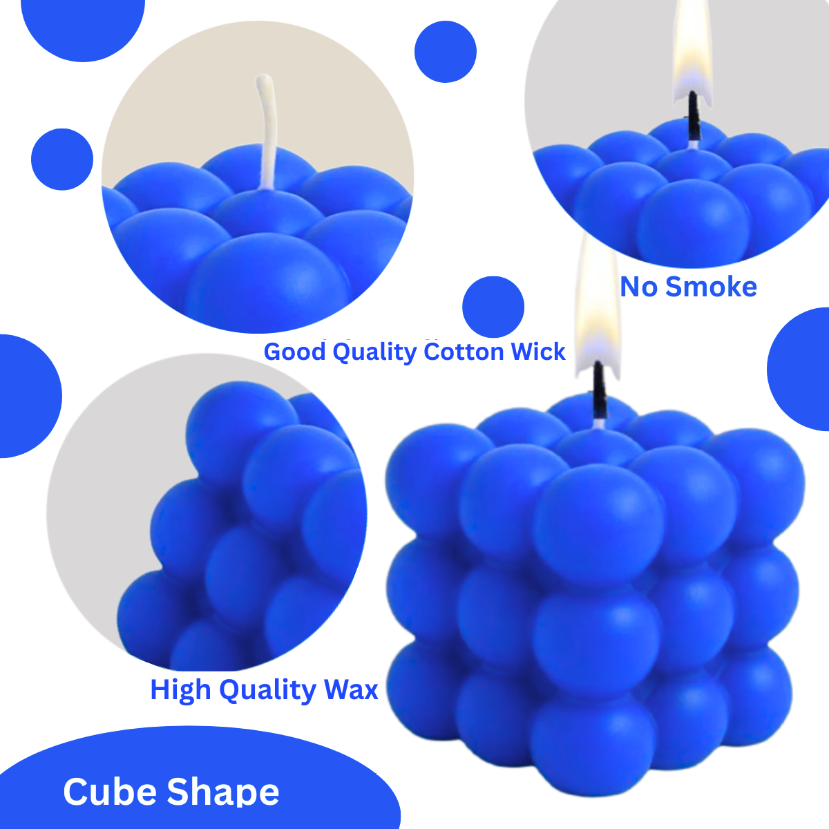 Bubble Cube Candle Blue