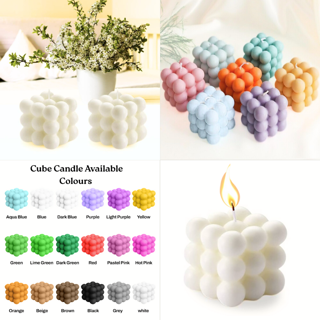 Bubble Cube Candle-White
