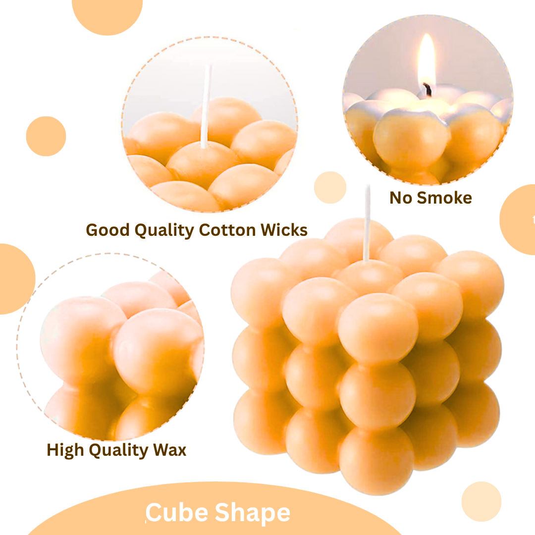 Bubble Cube Candle-Peach
