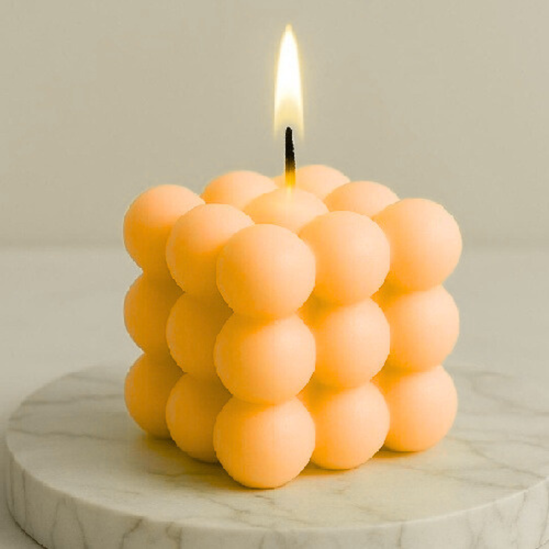 Bubble Cube Candle-Peach