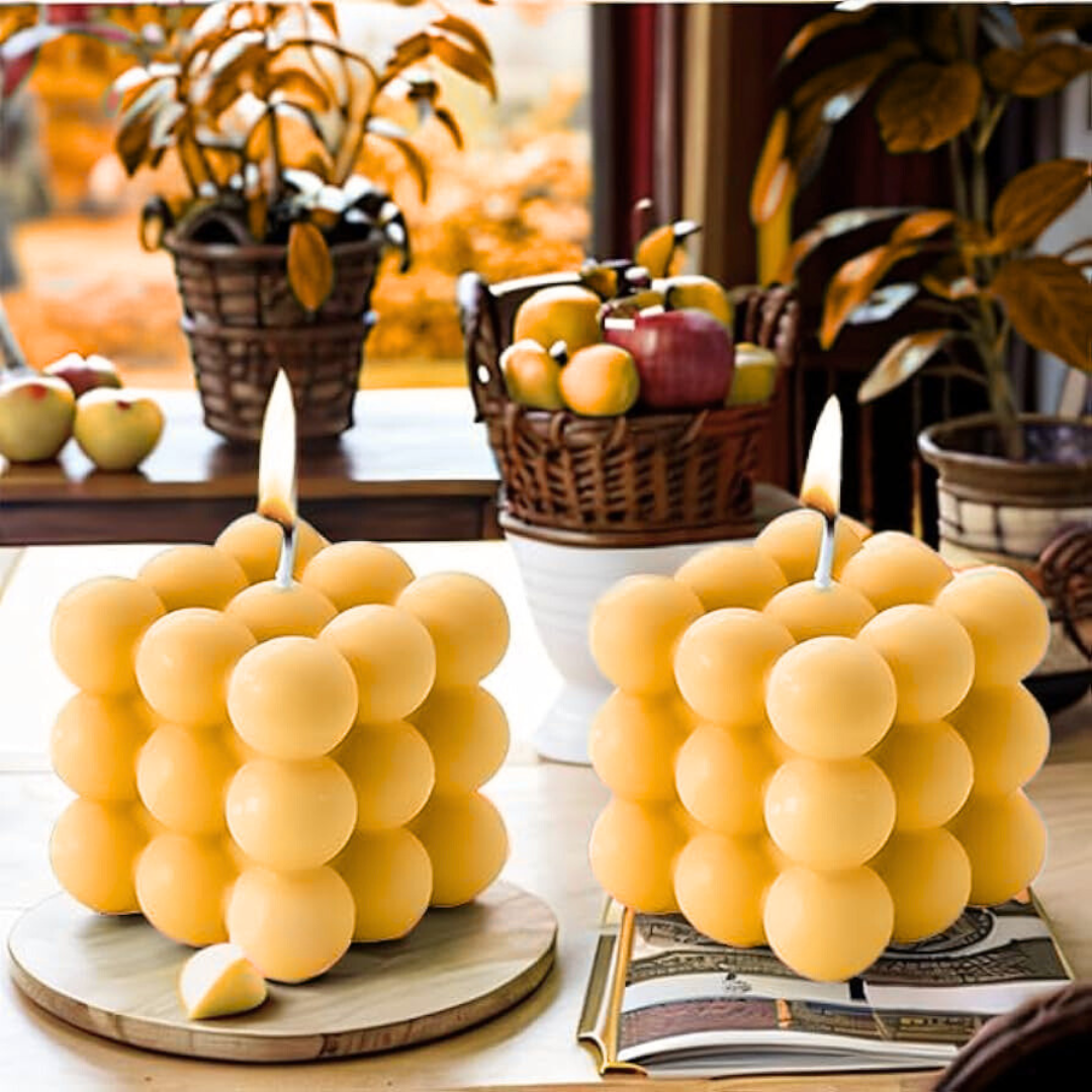 Bubble Cube Candle-Peach